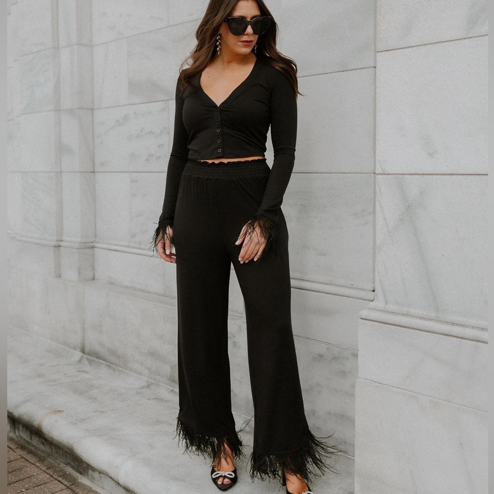 We Wore What Feather Modal Jersey Pull On Pant - Black